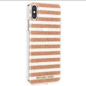 NEW Michael Kors IPhone X Rose Gold Glitter Slip on Phone Case